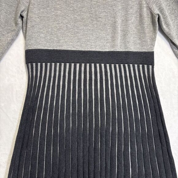 Calvin Klein Women's Ribbed Fit & Flare Sweater Dress Large Gray Classic Career - Picture 5 of 15